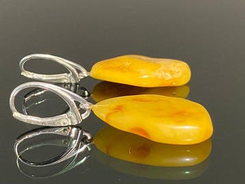 Natuurlijke butterscotch Baltische Amber Leverback-oorbellen