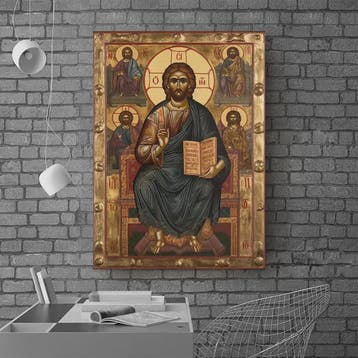 Byzantijnse Wanddecoratie: Jezus op de Troon van de Almachti, Verzenden, Nieuw