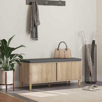 vidaXL Halbank met kussen met opslag Sonoma Eiken 100 x 38 x, Verzenden, Nieuw