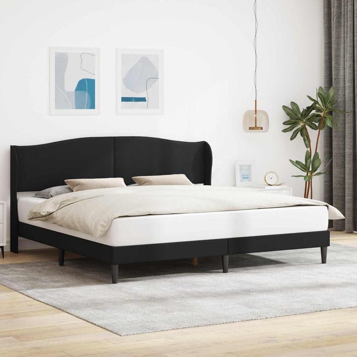 vidaXL Bedframe met hoofdeinde Zwart 180 x 200 cm Kunstleer, Huis en Inrichting, Slaapkamer | Bedden, Zwart, Nieuw, Overige materialen