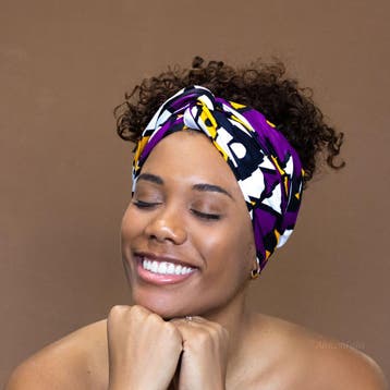Afrikaanse Paars / Gele Samakaka hoofddoek - headwrap, Ophalen of Verzenden, Nieuw