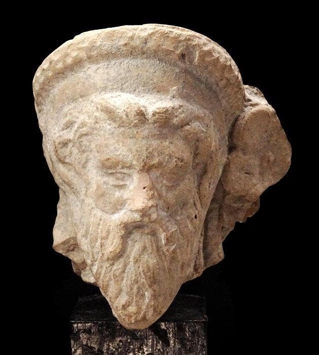 Oudgrieks Keramiek - Groot hoofd van Dionysos - Tarante - 4e, Verzamelen, Mineralen en Fossielen
