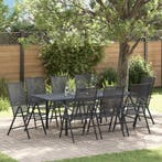vidaXL Tuin eettafelset 9 pcs Antraciet Staal, Verzenden, Nieuw, Rvs, Meer dan 8 zitplaatsen