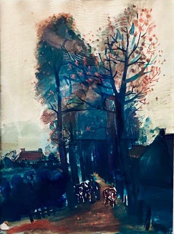 Albert Saverys (1886 - 1964) - Wandeling met koeien, Antiek en Kunst