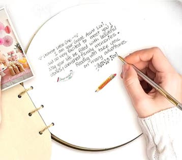 Houten Baby Shower gastenboek rond Welcome Baby, Verzenden, Nieuw, Feestartikel, Geboorte of Huwelijk