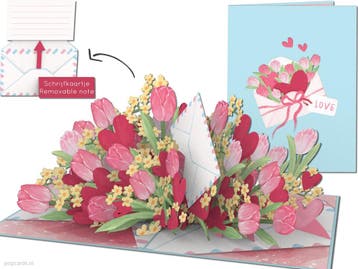 Liefdesbrief met Roze Tulpen & Hartjes Valentijnskaart -..., Verzenden, Nieuw