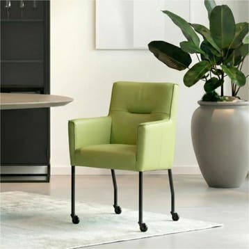 Set van 4 Leren eetkamerstoelen Lucky - Toledo Lime, Ophalen of Verzenden, Nieuw, Leer