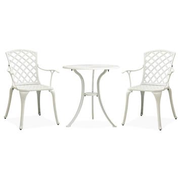 vidaXL 3-delige Bistroset gietaluminium wit, Verzenden, Nieuw, Aluminium, 3 zitplaatsen