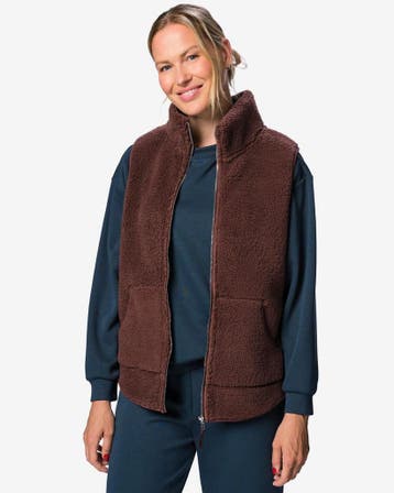 HEMA Damesbodywarmer sherpa donkerbruin, Verzenden, Nieuw