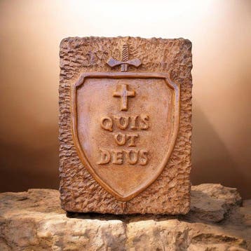 sculptuur, Scudo S.Michele - Quis Ut Deus - 25 cm - Gegoten
