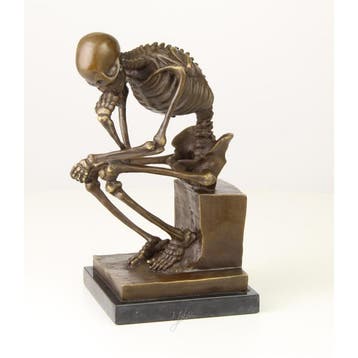BRONZEN BEELD VAN DE SKELET DENKER (Beeldjes - Decoratie), Verzenden, Nieuw