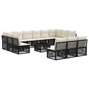 vidaXL Tuinbankenset 14 pcs Zwart poly rattan, Verzenden, Nieuw, 4 zitplaatsen