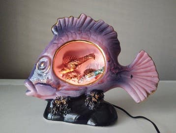 Vallauris - Tafellamp - Vis-nachtlampje met onderwater scène, Antiek en Kunst