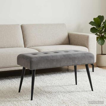 vidaXL Bank met knoopverstelling Donkergrijs 80 x 40 x 46 cm, Verzenden, Nieuw, Stof