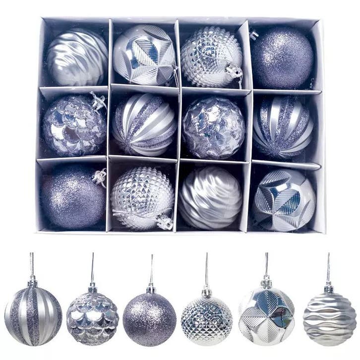 Kerstballen 12 stuks 6 cm Grijs-Zilver, Diversen, Kerst, Nieuw, Ophalen of Verzenden