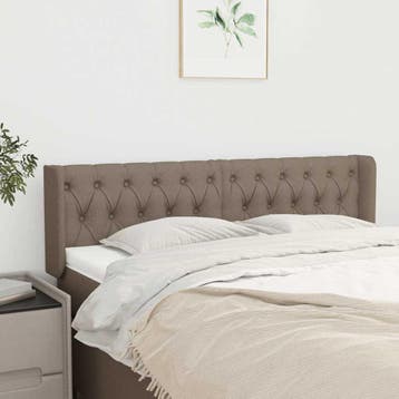 vidaXL Hoofdbord met randen 147x16x78/88 cm stof taupe, Verzenden, Nieuw, Stof