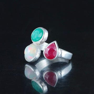 Robijn - Zilver - Ring met amulet - Ring Oneindige