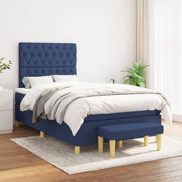 vidaXL Boxspring met matras stof blauw 120x200 cm, Nieuw, Twijfelaar, 120 cm, 200 cm