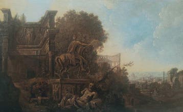 Italiaanse school (XVII) - Capriccio architettonico romano -