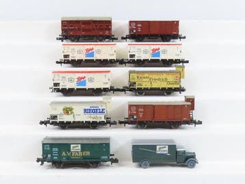 Minitrix N - o.a. 13208/15049 - Modeltrein goederenwagon (9), Nieuw