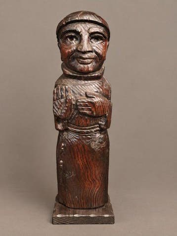 Beeld, Heiligen beeld, of flessenhouder? - 42 cm - Hout, Antiek en Kunst