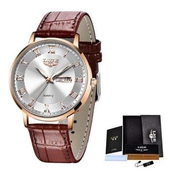 Ultradun Luxe Horloge voor Dames - Kalender Kwarts Roestvrij, Verzenden, Nieuw, Lige