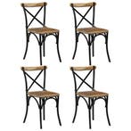 vidaXL Kruisstoelen 4 st massief mangohout zwart, Huis en Inrichting, Stoelen, Verzenden, Nieuw, Zwart