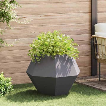 vidaXL Plantenbak Zwart 75 x 75 x 60 cm Staal, Verzenden, Nieuw, Metaal, 60 tot 100 cm