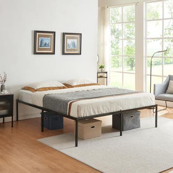 Metalen bed tweepersoonsbed Vårdö met bedbodem 160x200 cm zw, Verzenden, Nieuw