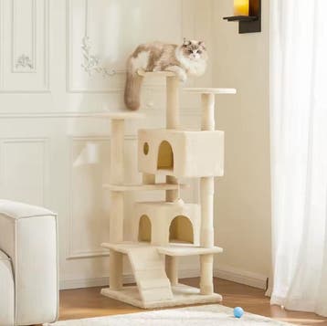 Kattenboom 137 cm –Krabpaal met Grot, Hangmat en Platforms, Verzenden, Nieuw