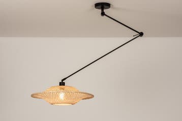 Rietveld Hanglampen - Bruin, Naturel - Metaal, Rotan, Verzenden, Nieuw