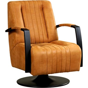 Leren draaifauteuil Galaxy - Kenia Cognac (cognac) -, Nieuw, Ophalen of Verzenden, 50 tot 75 cm, Industrieel, Modern