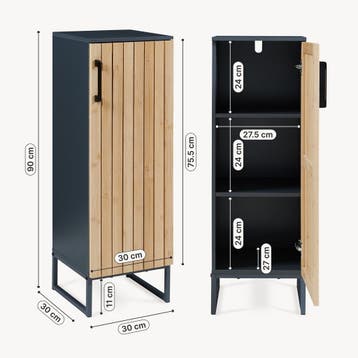 Badkamerkast Svanes 30x30x90 cm donkergrijs en naturel [en.c, Verzenden, Nieuw