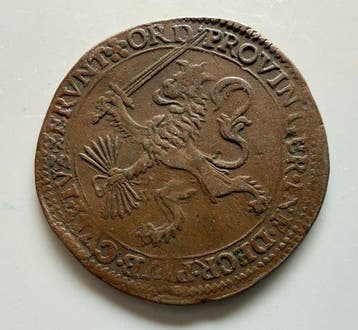 Spaans-Nederland Jeton / Rekenpenning 1592 Inname van, Postzegels en Munten, Munten | Nederland