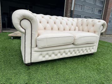 Bankstel CHESTERFIELD 2 zit bank  leer design sofa, Huis en Inrichting, Design, Tweepersoons, Zo goed als nieuw, Rechte bank
