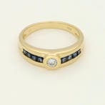 Ring - 18 karaat Geel goud - Diamant - Saffier., Nieuw