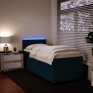 vidaXL Boxspring met matras fluweel blauw 80x200 cm, Eenpersoons, Nieuw, 80 cm, 200 cm