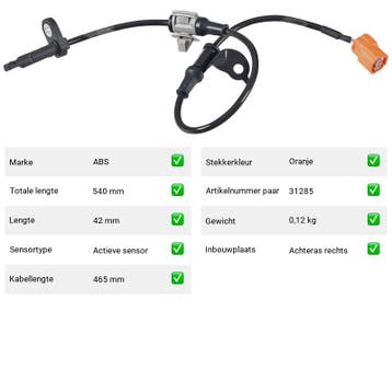 ABS-sensor Acura TSX 2.4 Vtec (CL) Van 2003-10 tot 2008-12 -, Verzenden, Nieuw