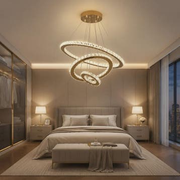 Luxe Kristallen Plafondlamp 3 Ringen LED Hanglamp - Sfeervol, Verzenden, Nieuw