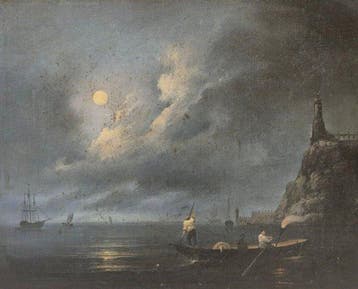 Franse school (XIX) - Veduta notturna, Antiek en Kunst, Kunst | Schilderijen | Klassiek
