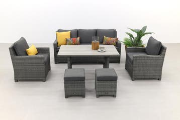 VDG Delta lounge diningset - 6 delig- Organic grey, Verzenden, Nieuw, Wicker, Loungeset