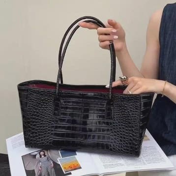 Luxe Vintage Croco Print Tote Bag - Ruime PU Lederen Schoude