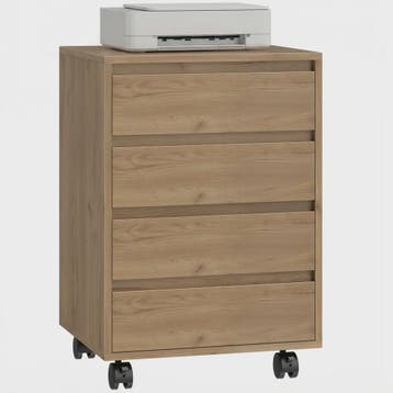 Mobiele Ladekast met 4 Lades - Bureau Ladekast op Wielen - 4, Verzenden, Nieuw