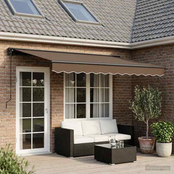 vidaXL Handmatig uitschuifbare luifel Taupe 4,5 × 3,5 m, Verzenden, Nieuw