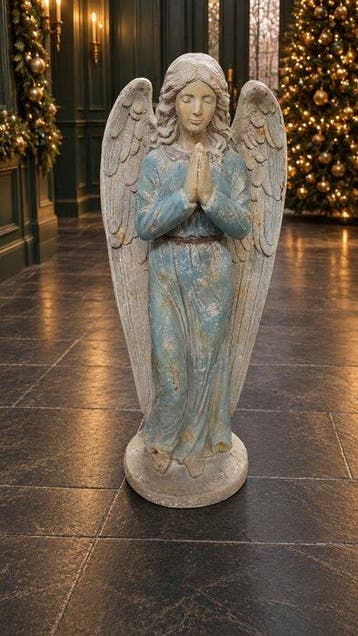 sculptuur, Monumentale biddende engel - XXL - 118 cm - mgo