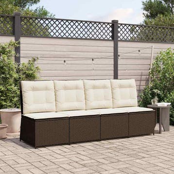 vidaXL Tuinbank Zwart en Cream Wit poly rattan, Verzenden, Nieuw