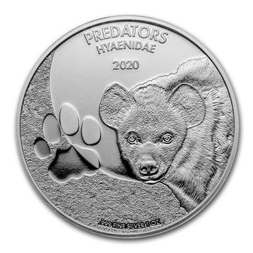 Congo Predators Hyaenidae Hyena 1 oz 2020 (15.000 oplage), Verzenden, Overige landen, Losse munt, Zilver