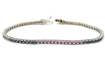 Tennis armband - 18 karaat Witgoud - 5.10ct. tw. Saffier