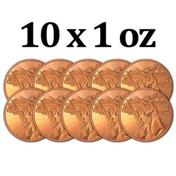 Verenigde Staten. 10 x 1 oz Deer Hunter 999 Copper Round