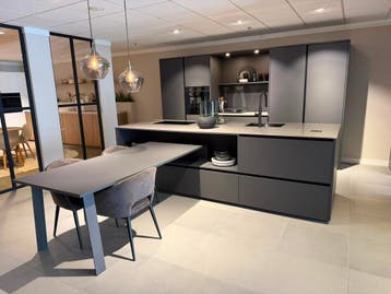 Keuken met kookeiland antraciet gelakt - 0020 - 226, Ophalen, Overige typen, Nieuw, Met kookeiland
